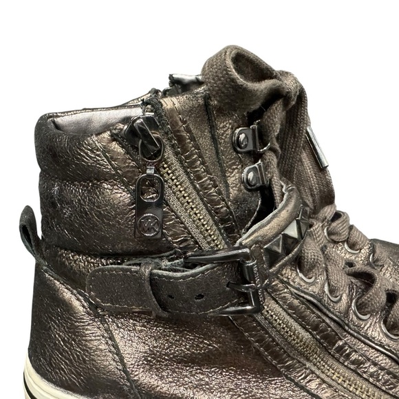 Women’s Michael Kors Metallic Bronze Leather, Studded High Top Sneakers: Size 6 - Picture 5 of 12